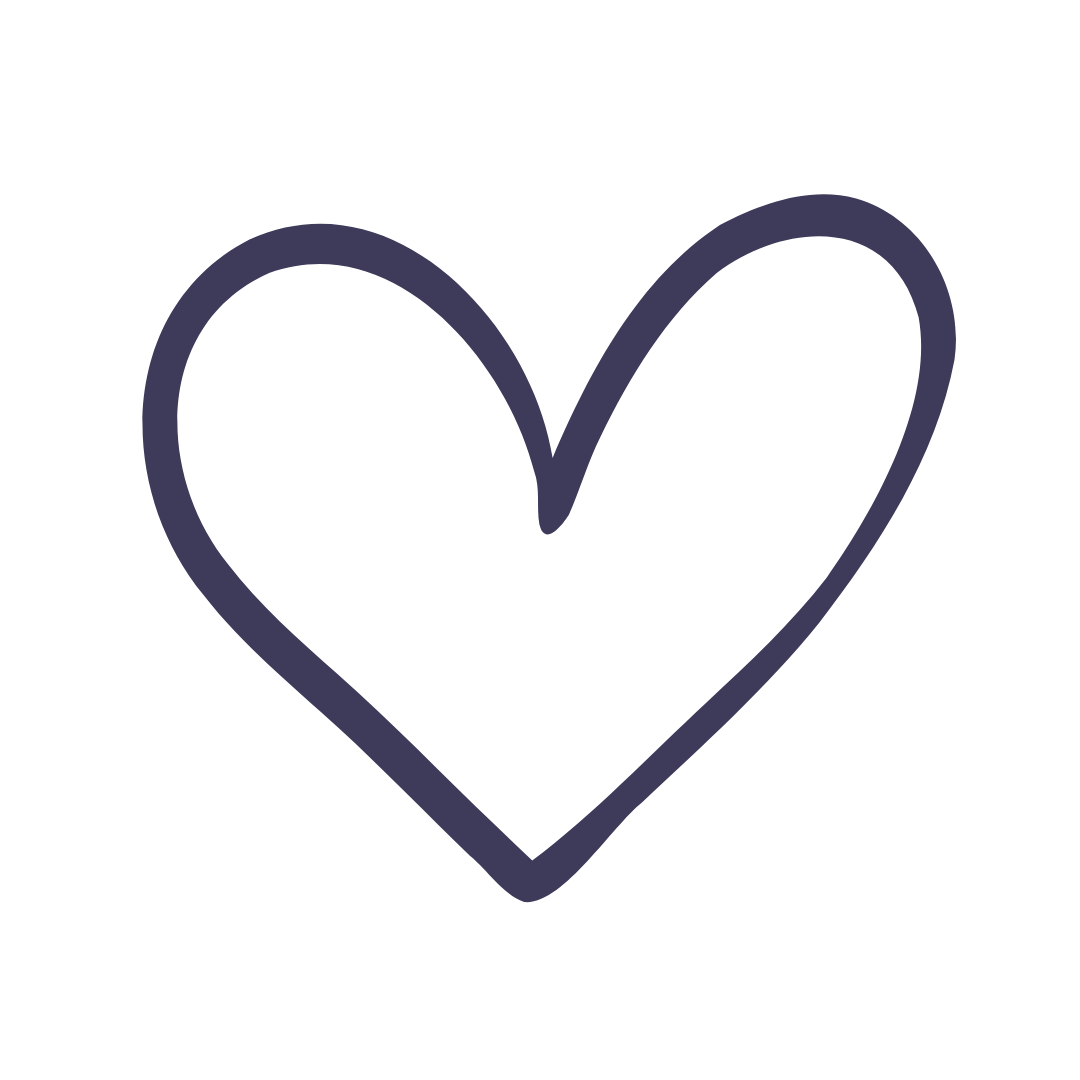 Navy blue heart outline logo.