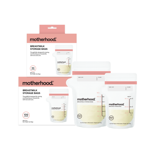 Motherhood Collection Breastmilk Freezer Storage Bags – Safe, Leak-Proof & Easy-Store Milk Bags (3 oz & 6 oz)