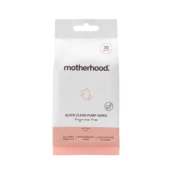 Motherhood Collection No-Rinse Pump Cleaning Wipes – Quick Clean for Bottles & Baby Essentials (30 Pack)