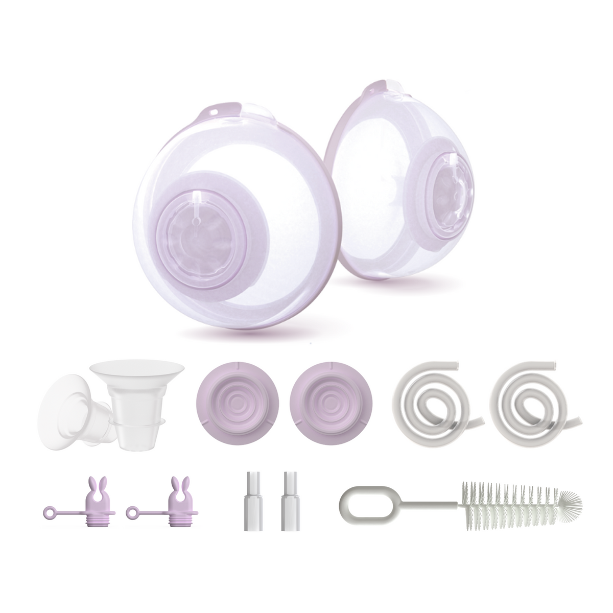 Amaris Slim-Cups shown with replacement parts.